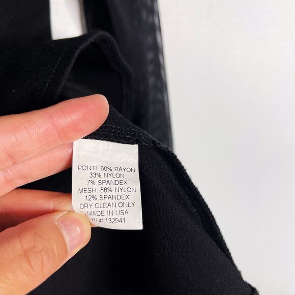 Amanda Uprichard Size P Black Mesh Peplum Long Sleeve Top Deep V Cut Out Stretch - Picture 12 of 14